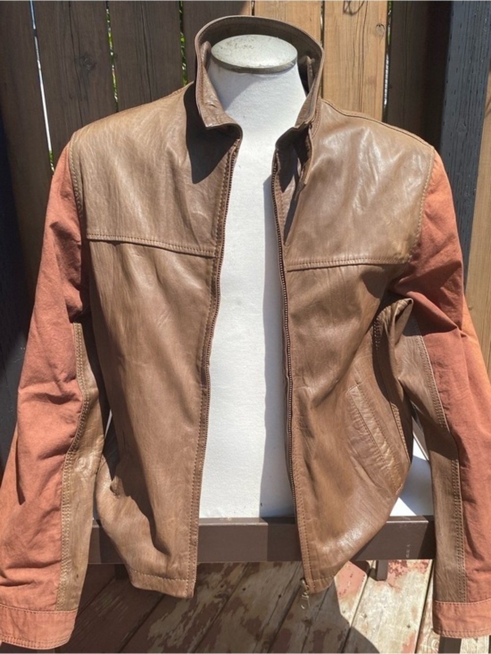 Columbia Leather Men's Two-Tone Brown Leather Jacket
